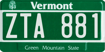 VT license plate ZTA881