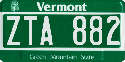 VT license plate ZTA882