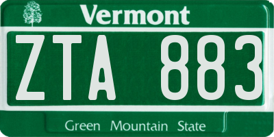 VT license plate ZTA883