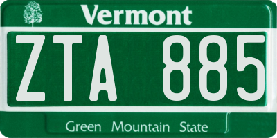 VT license plate ZTA885
