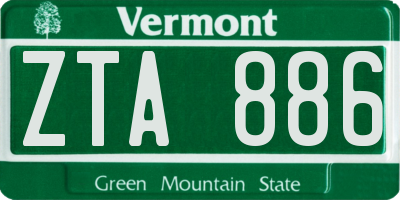 VT license plate ZTA886