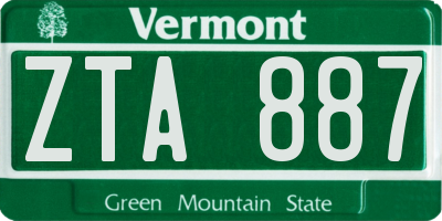 VT license plate ZTA887