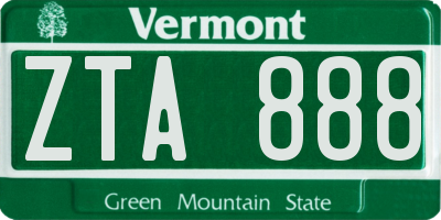 VT license plate ZTA888