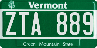 VT license plate ZTA889