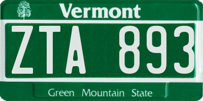 VT license plate ZTA893