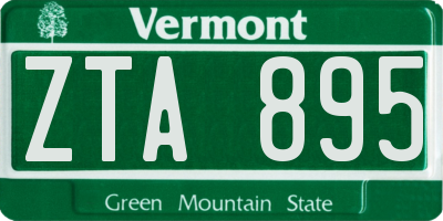 VT license plate ZTA895