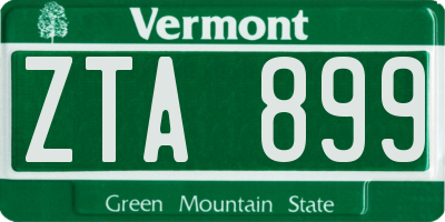 VT license plate ZTA899