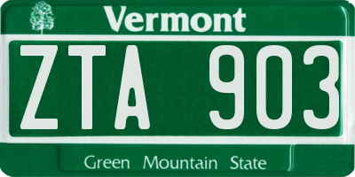 VT license plate ZTA903