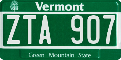 VT license plate ZTA907