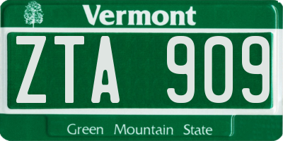 VT license plate ZTA909