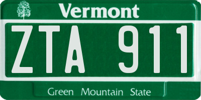 VT license plate ZTA911