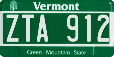 VT license plate ZTA912