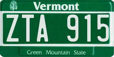 VT license plate ZTA915