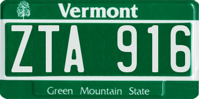 VT license plate ZTA916