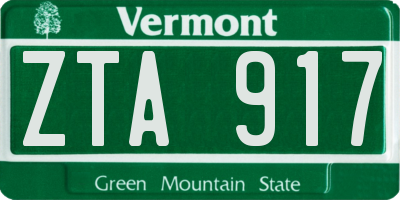 VT license plate ZTA917
