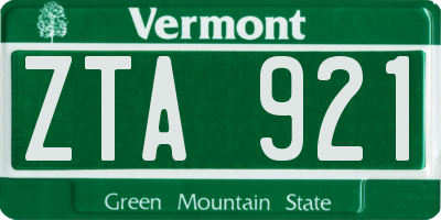 VT license plate ZTA921