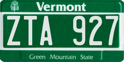VT license plate ZTA927