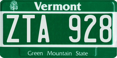 VT license plate ZTA928