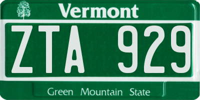 VT license plate ZTA929
