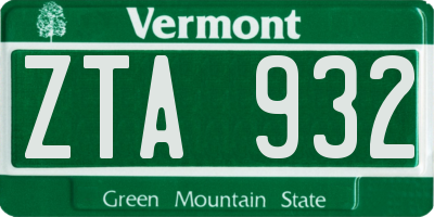 VT license plate ZTA932
