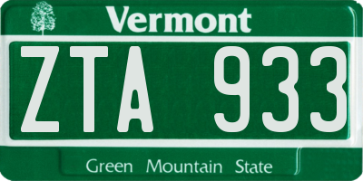 VT license plate ZTA933