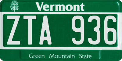 VT license plate ZTA936