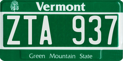 VT license plate ZTA937