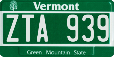 VT license plate ZTA939