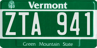 VT license plate ZTA941