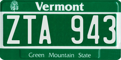 VT license plate ZTA943