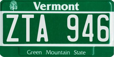VT license plate ZTA946
