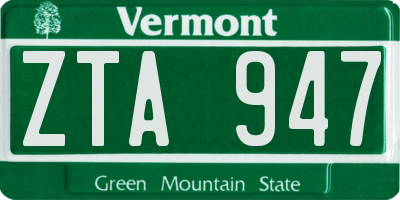 VT license plate ZTA947