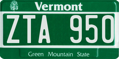 VT license plate ZTA950