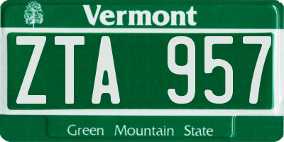VT license plate ZTA957