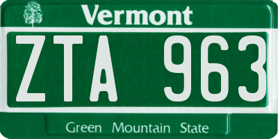 VT license plate ZTA963