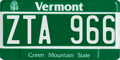 VT license plate ZTA966