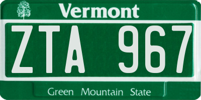 VT license plate ZTA967