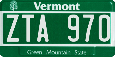 VT license plate ZTA970