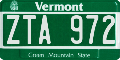 VT license plate ZTA972