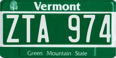 VT license plate ZTA974