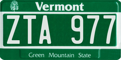 VT license plate ZTA977