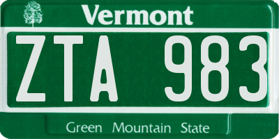 VT license plate ZTA983