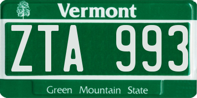 VT license plate ZTA993