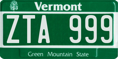 VT license plate ZTA999
