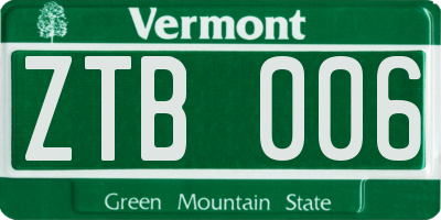 VT license plate ZTB006