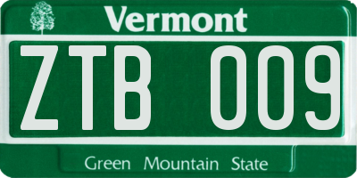 VT license plate ZTB009