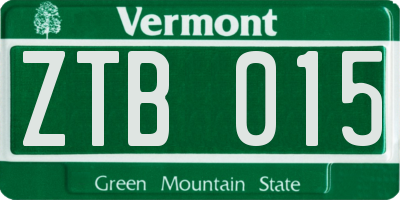 VT license plate ZTB015