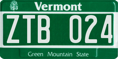 VT license plate ZTB024