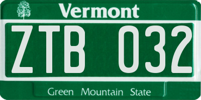 VT license plate ZTB032