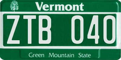 VT license plate ZTB040
